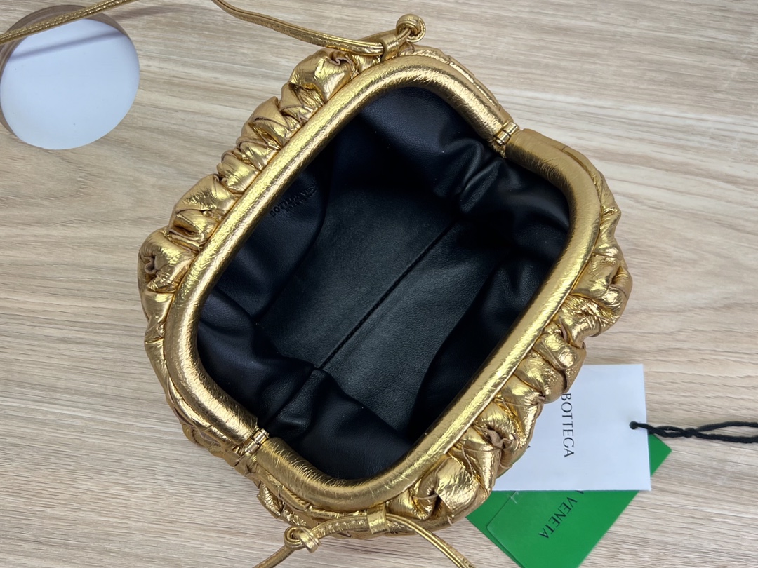 Mini Pouch Intrecciato Leather Clutch Gold